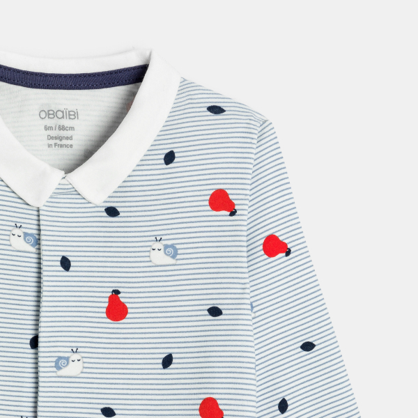 بيجاما زرقاء اللون، مقلمة للطفل الرضيع